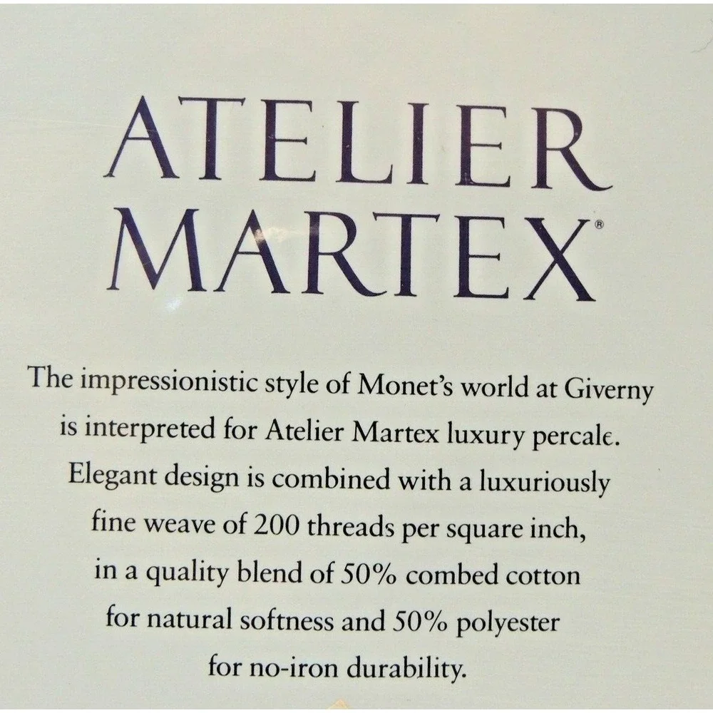 Atelier Martex Twin Flat‎ Sheet Monet's Lilies Floral Pastel Lace Vintage 80s